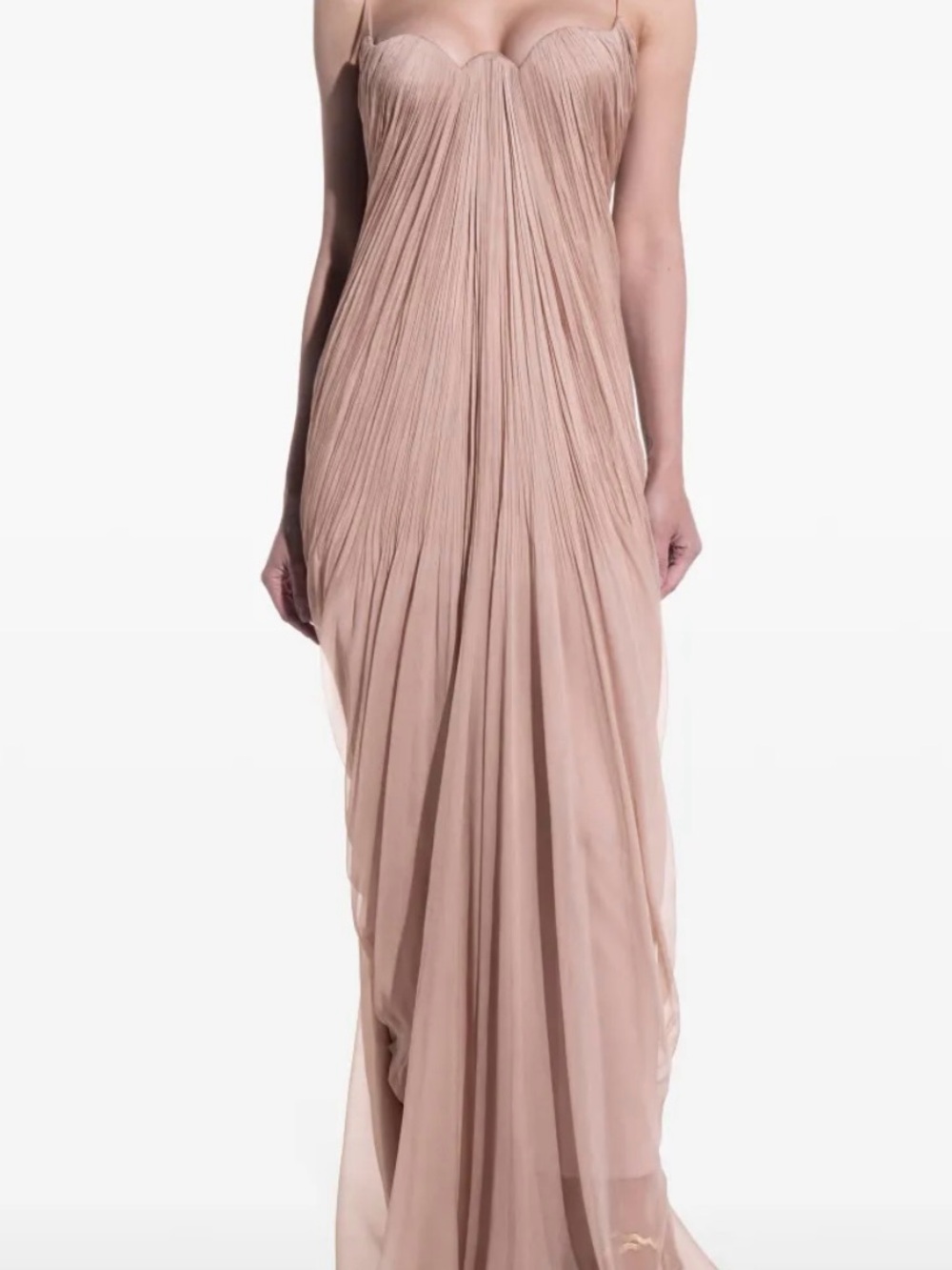 Elegant Blush Pink Pleated Evening Gown - Women - Picture 4 of 9